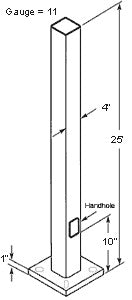 RAB PS4-11-25D2 Drilled Pole, 4" Shaft, 11 Gauge, 25 Feet Height, Bronze Finish