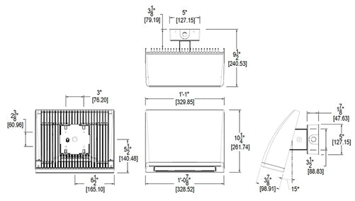 RAB WPLED80N/480/PCS4 80W LED Standard Wallpack, 4000K Color Temperature (Neutral), 480V Ballast, with 480V Swivel Photocell, Bronze Finish
