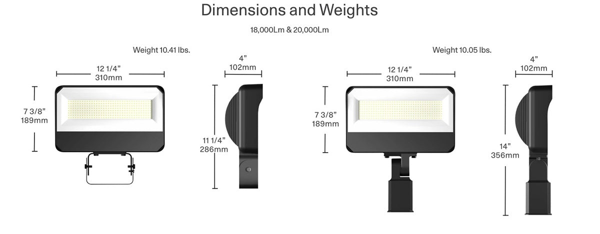 RAB X34-150LT-840/U 130W LED Floodlight, 18000 Lumens, 4000K Color Temperature, 80CRI, Trunion 120-277V, Dimming, Bronze