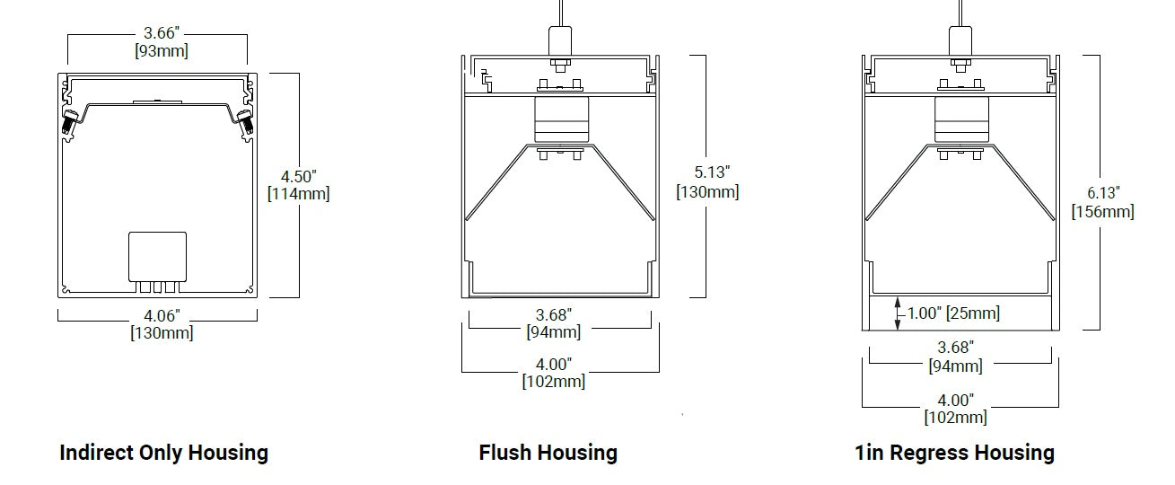 NeoRay S124DIP-C795D365U835-C4JB4F0-1B2-UDD-F1-W-WPS 4" LED Direct & Indirect Suspended, Standard Perform, 795 Lm/ft Direct, 365 Lm/ft Indirect, 80 CRI, 3500K, 4ft Aircraft Cable, J-Box, White Hardware, 4' Pattern Length, Single Circuit