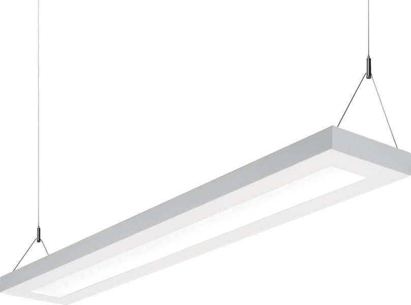 H.E. Williams SDI5-8-L16/835-S-DMA-10U/90D-ACF(Y12)/D96-S9658D/W-DIM1-UNV 8' Suspended LED Light, 1600 Lumens, 80 CRI, 3500K, Diffuse Matte Acrylic Shielding, 1 % Driver with External 0-10V Dimming Wires, 120-277V