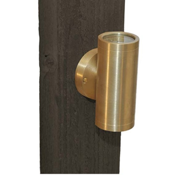 Focus Industries SL16MR16ETCL24BAR 2x20W MR16 FL Brass Wall Mount Up/Down Cylinder and Canopy Light, 36 Degrees Flood, Brass Acid Rust