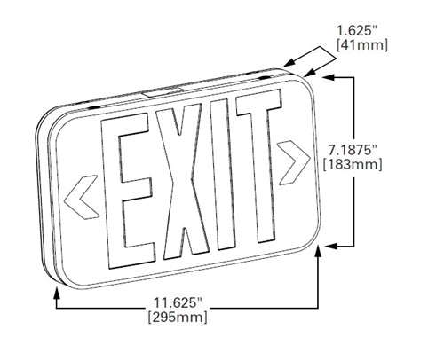 Sure Lites APX6RGBK LED Exit Sign Thermoplastic Housing with Selectable Red or Green Faces, AC Only, Black Housing