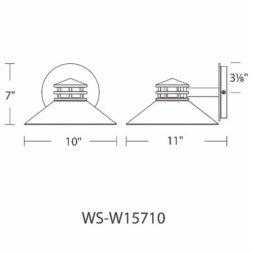 WAC Lighting WS-W15710-GH 15W Sodor 10" LED Outdoor Wall Sconce, 3000K Color Temperature, 90 CRI, 560 Lumens, CA Title 24 Compliant