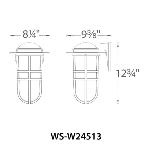 WAC Lighting WS-W24513-BK 10W 13" Steampunk Outdoor LED Wall Sconce, 3000K Color Temperature, 90 CRI, 440 Lumens, Black
