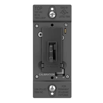 Wattstopper TSDCL303PBK 700W Single Pole/ 3-Way LED/CFL/Incandescent Toggle Slide Dimmer, Black