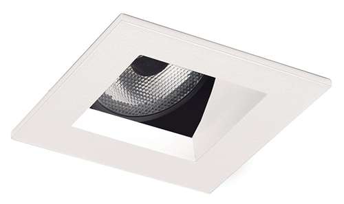 Juno Aculux 2SQA W FM WET Recessed Lighting 2" LED Square Adjustable Angle Cut Reflector, Lensed, White Flush Mount Trim
