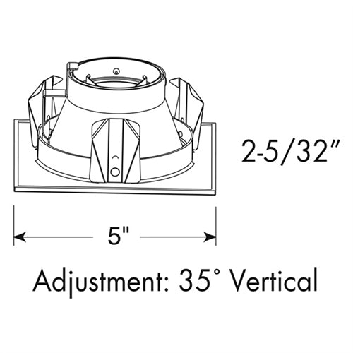 Juno Recessed Lighting 447SQ-B-WH (447SQ BWH) 4" Low Voltage Square Downlight Trim, Black Reflector, White Trim