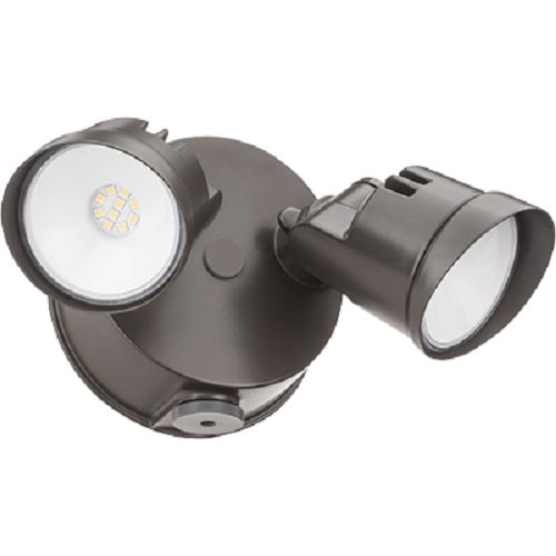 Lithonia OVFL LED 2RH 40K 120 PE DDB HP17 20W LED Outdoor Security Floodlight, 2 Round Heads, 4000K Color Temperature, 120 Volts, Dusk-to-Dawn Photocell, Dark Bronze Finish
