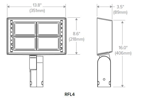 Beacon RFL4-120-4K-T-DB 124W Ratio LED Floodlight Medium Size, 120-277V, 4000K, 15119 Lumens, Trunion Mount, Bronze Finish