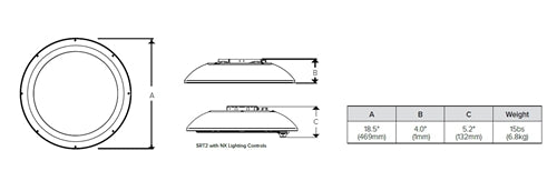 Beacon SRT2-50-3K7-5W-UNV-WHS 50W Edge-Lit Parking Garage LED Light Size 2, 5700 Lumens, 70 CRI, 3000K, Type 5 Wide Distribution, 120-277V, White Gloss Smooth
