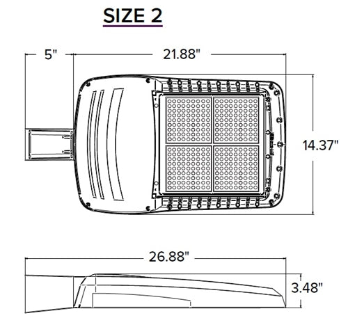 Beacon VP-2-320L-185-5K7-4W-UNV-ASQU-DBT Size 2 LED Area Light, 27000 Lumens, 5000K, 70 CRI, Type 4 Wide Dist, 120-277V, Universal Arm Mount for Square Pole, Dark Bronze Matte Textured