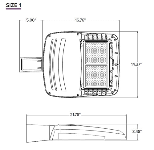 Beacon VP-1-160L-100-3K7-4W-UNV-A-DBT Size 1 LED Area Light, 12500 Lumens, 3000K, 70 CRI, Type 4 Wide Distribution, 120-277V, Arm Mount, Dark Bronze Matte Textured