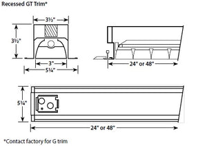Columbia Lighting BR044-128GT-LS-EP120-PAF 4"x4' Recessed Brio Stretto Low Glare, One 28W T5H0 Lamp, Integral Cross Tee Ceiling Type, Low Iridescent Specular, Electronic Programmed Start, 120V, Paint After Fabrication