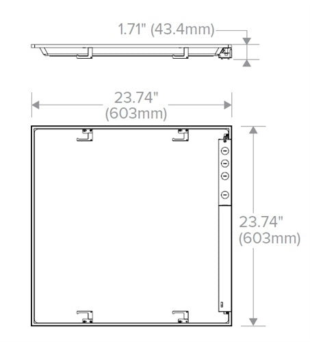 Columbia Lighting CBT22-A-LSCS-EDD 2'x2'' Back-Lit LED Troffer, Selectable 4400/3300/2750 Lumens, Selectable 3500/4000/5000K, Dim to Off