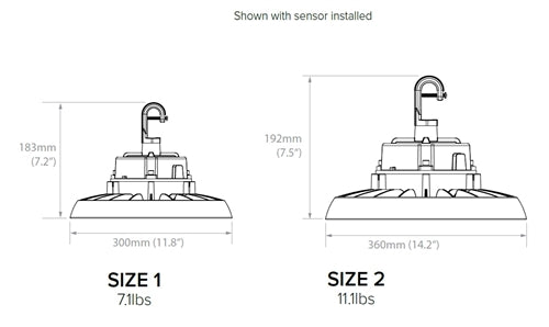 Columbia Lighting CRN2-1-LSCS-EDMV 100/120/150W Wet Location LED High Bay, Switchable Lumens, Switchable CCT, 0-10V Dimming, 120-347V