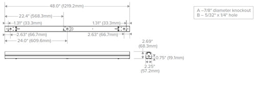 Columbia Lighting CSL4-A-LSCS 4' LED Striplight, 4400/4850/5300 Switchable Lumens, 3500/4000/5000K Switchable CCT, 0-10V Dimming, 120-347V
