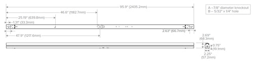 Columbia Lighting CSL8-A-LSCS 8' LED Striplight, 8000/8800/9600 Switchable Lumens, 3500/4000/5000K Switchable CCT, 0-10V Dimming, 120-347V
