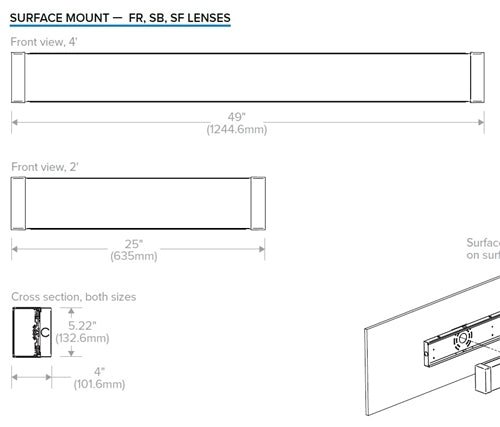 Columbia Lighting CWM2-35MWSM-DICFA-EU 2' Contemporary Wall Mount, 3500K, 2013 Lumens, Surface Mount, Direct/Indirect Curve Aluminum Lens, Flat Aluminum End Caps, Fixed Output, 120-277V