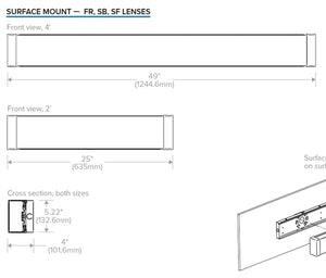 Columbia Lighting CWM2-40MWSM-DICFA-EU 2' Contemporary Wall Mount, 4000K, 2013 Lumens, Surface Mount, Direct/Indirect Curve Aluminum Lens, Flat Aluminum End Caps, Fixed Output, 120-277V