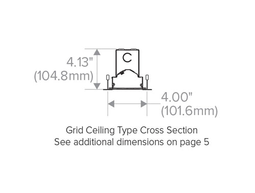 Columbia Lighting CWW4-35MWG-1WW-EU 4' Contemporary LED Wall Wash, 80 CRI, 3500, 2653-3906 Lumens, Grid Ceiling, Asymmetric Wallwash Distribution, Fixed Output, 120-277V