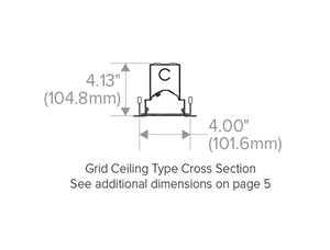 Columbia Lighting CWW4-35MWG-1WW-EU 4' Contemporary LED Wall Wash, 80 CRI, 3500, 2653-3906 Lumens, Grid Ceiling, Asymmetric Wallwash Distribution, Fixed Output, 120-277V