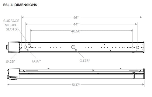 Columbia Lighting ESL4-35LW-FAW-EDU-HFU 4' Escalate Stairwell LED Light, 3500K, 4000 Lumens, Frosted Acrylic Lens, Wide Distribution, 0-10V Dimming, High-Frequency Ultra-Sonic Occupancy Sensor