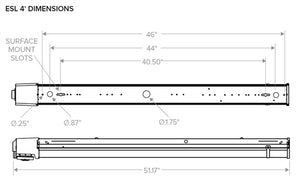 Columbia Lighting ESL4-40ML-FAW-EDU-ELL14 4' Escalate Stairwell LED Light, 4000K Color Temperature, 4500 Lumens, Frosted Acrylic Lens, Wide Distribution, 0-10V Dimming, 120-277V with Emergency Battery