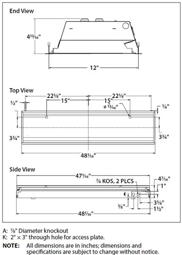 Columbia Lighting LJT14-40MLG-FSA12125-EDU 39W 1'X4' LED Troffer with Adv Solid State Technology, 4000K, Medium Lumen, Grid Ceiling, White Flush Steel Door, Pattern 12 Acrylic Lens 0.125" Nom, 0-10V Dimming