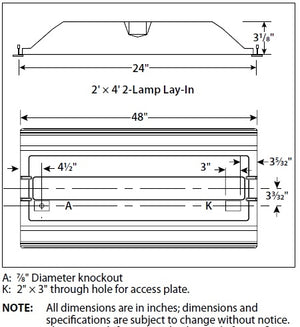 Columbia Lighting LJT24-40LWG-FSA12-EDU 39W 2'X4' LED Troffer with Adv Solid State Technology, 4000K, Low Watt, Grid Ceiling, White Flush Steel Door, Pattern 12 Acrylic Lens Shield, Fixed Output