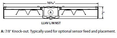 Columbia Lighting LLHV4-50M-WST-EDU-OS1360  113W 4' VersaBay High Bay LED, 5000K, Medium Lumen, Wide Distribution, Solid Top, 0-10V Dimming, 120-277V, with Dimming Occupancy/ Daylight Sensor White Finish