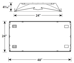 Columbia Lighting LSER24-35MLG-C-EDU-ELL14 52W 2'x4' Serrano LED Architectural Luminaire, 3500K, 6175 Lumens, Grid Ceiling, Contour Shielding, 0-10V Dimming, 120-277V, Emergency Battery Pack