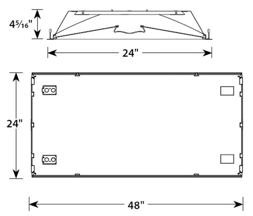Columbia Lighting LSER24-35VLG-C-EDU-ELL14 82W 2'x4' Serrano LED Architectural Luminaire, 3500K, 7950 Lumens, Grid Ceiling, Contour Shielding, 0-10V Dimming, 120-277V, Emergency Battery Pack