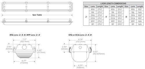 Columbia Lighting LXEM8-50HL-DCA-EU-XEDPM8' LED Enclosed and Gasketed Fiberglass Extreme Environment, 5000K, 11851-13525 Lumens, Deep Clear Acrylic Shielding, Fixed Output Driver, 120-227V, Dual Pendant Brackets