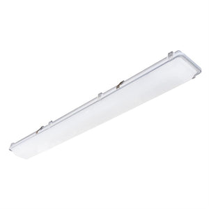 Columbia Lighting LXEM8-40LW-RFA-EU 8' LED Enclosed and Gasketed Fiberglass Extremen Environment, 4000K, 8095-9276 Lumens, Ribbed Frosted Acrylic Shielding, Fixed Output Driver, 120-277V, White Finish