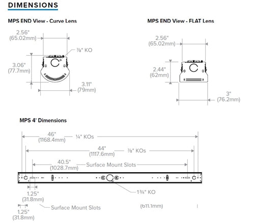 Columbia Lighting MPS4-40XW-FN-EDU 4' MultiPurpose Linear LED Light, 80 CRI, 4000K, 2600 Lumens, Flat Frosted Acrylic Lens, Narrow Distribution, 0-10V Dimming, 120-277V