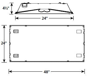 Columbia Lighting RLA24-35MLG-EDU 55W 2'x4' Recessed LED Architectual Luminaire, 3500K, Medium Lumen, Grid Ceiling, 0-10V Dimming, 120-277V