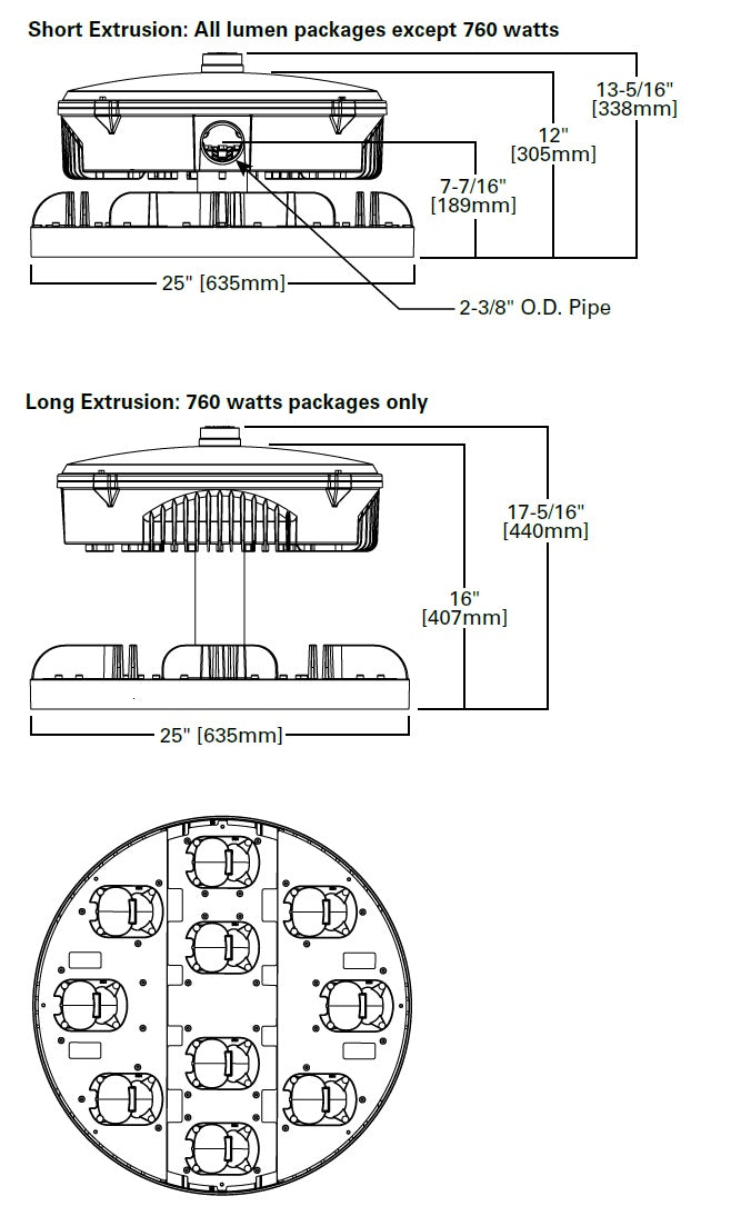 Streetworks CST-CA10-630-730-8-T5R-AP-20K 630W Celesteon LED Area Light, 10 COB Light Engine, 70 CRI,3000K, 480V, Type V Round Distribution, 20kV UL 1449 Surge Protective Device, Grey