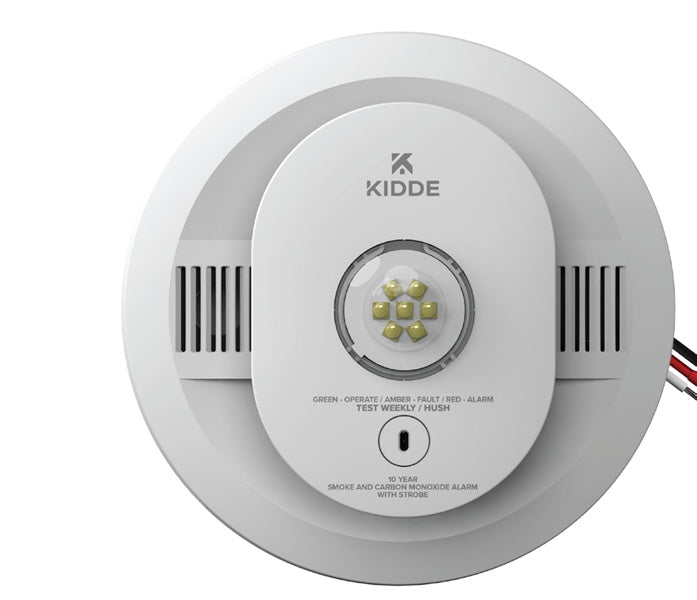 Kidde Firex CUAC10LEDFEX Hardwired AC Combo LED Strobe Photoelectric Smoke and Carbon Monoxide Alarm with Lithium Battery Back-Up