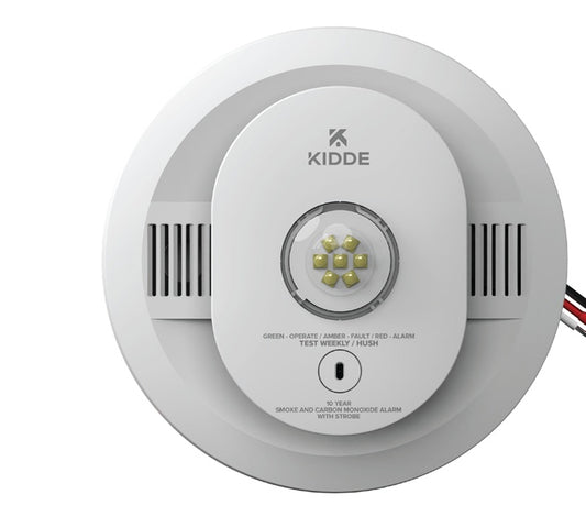 Kidde Firex CUAC10LEDFEX Hardwired AC Combo LED Strobe Photoelectric Smoke and Carbon Monoxide Alarm with Lithium Battery Back-Up