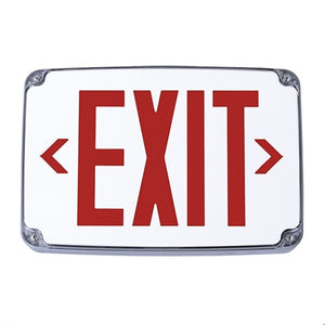Compass Lighting CEWDRE Wet Location LED Emergency Exit, 120V-277V, Double-Face, End or Ceiling Mounted, Red Letters, with Battery