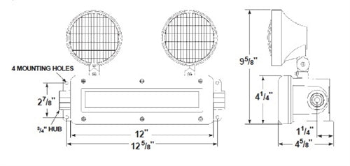Dual-Lite C1D2TR-6V12WR Class 1 Division 2 Hazardous Location Emergency Light, 6V, 12W, Twin Head, Right Side Hub