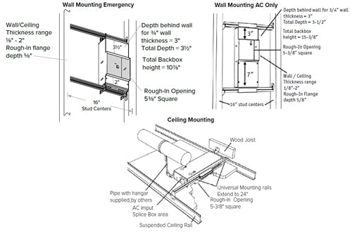 Dual Lite CLML-XK Compact Concealed LED Recessed Emergency Light, NiMH Battery, Less Rough-In Kit