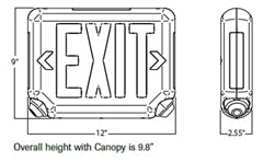 Dual-Lite EVCUGBD4 Architectural LED Exit and Emergency Light, Universal Face, Green Letters, Black Finish, 2 LED Remote Capacity