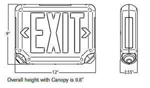 Dual-Lite EVCUGW Architectural LED Exit and Emergency Light, Universal Face, Green Letters, White Finish, Standard Model, No Self-Diagnostics