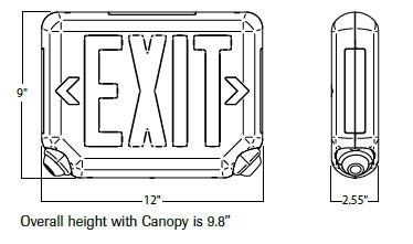 Dual-Lite EVCUGWDI Architectural LED Exit and Emergency Light, Universal Face, Green Letters, White Finish, Damp Listed, Spectron Self-Diagnostics