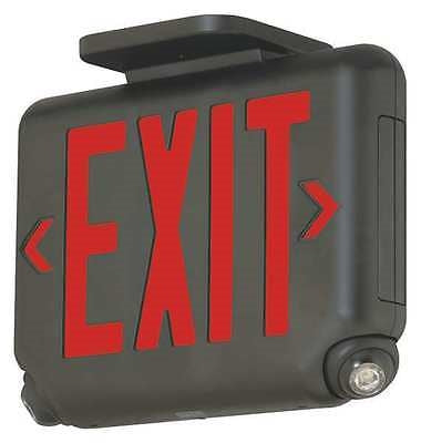 Dual-Lite EVCURBD Architectural LED Exit and Emergency Light, Universal Face, Red Letters, Black Finish, Damp Listed, No Self-Diagnostics
