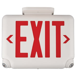 Dual-Lite EVCURWD4 Architectural LED Exit and Emergency Light, Universal Face, Red Letters, White Finish, 2 LED Remote Capacity, No Self-Diagnostics