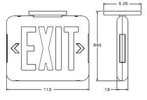 Dual-Lite EVEURB LED Exit Sign, Single/ Double Face, Red Letters, Black Finish, Standard Model, No Self-Diagnostics