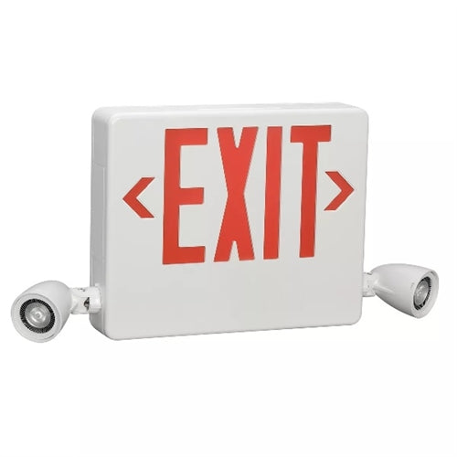 Dual Lite HCXURW-03L Side Mount Designer LED Exit Sign and Emergency Light, Universal Face, Red Letters, 3W LED Lamps, White Finish